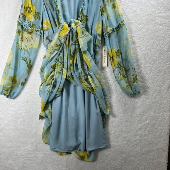 NWT June Hudson M Womens Maxi Dress Chiffon Ruffle Hem Smocked Waist Fairycore - Picture 10 of 16